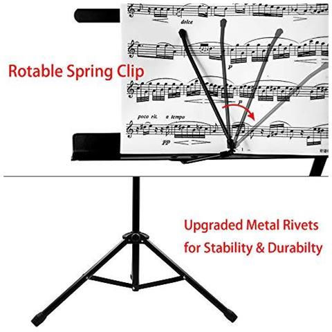 Sheet Music Book Stand Supporto Robusto Portatile Pieghevole In Metallo Con Il Sacchetto Di Trasporto Altezza Regolabile Max 1.5kgs Carico Leggero E Compatto Per Immagazzinaggio O La Corsa - Foto 4