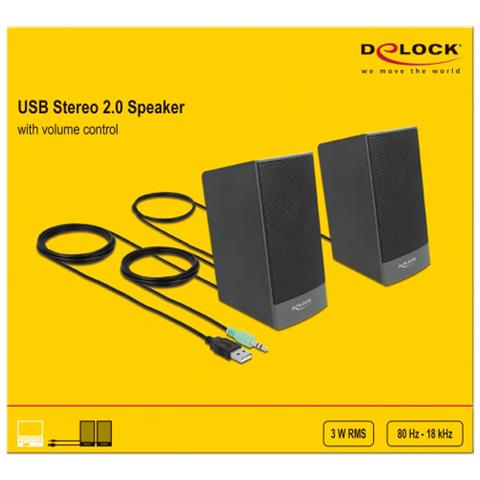 Delock Altoparlante Per Pc Stereo 2.0 Con Jack Stereo Da 3,5 Mm Maschio E Alimentazione Usb - Foto 4
