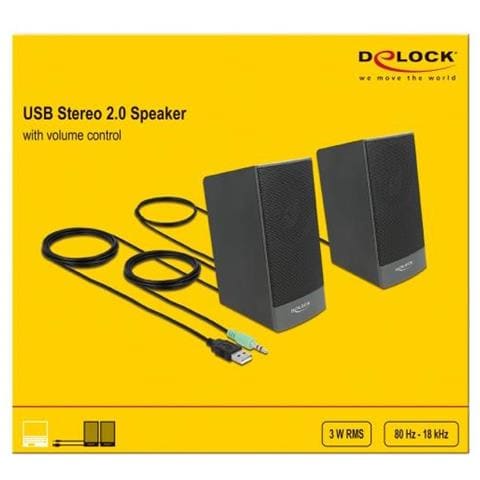 Delock Altoparlante Per Pc Stereo 2.0 Con Jack Stereo Da 3,5 Mm Maschio E Alimentazione Usb - Foto 2
