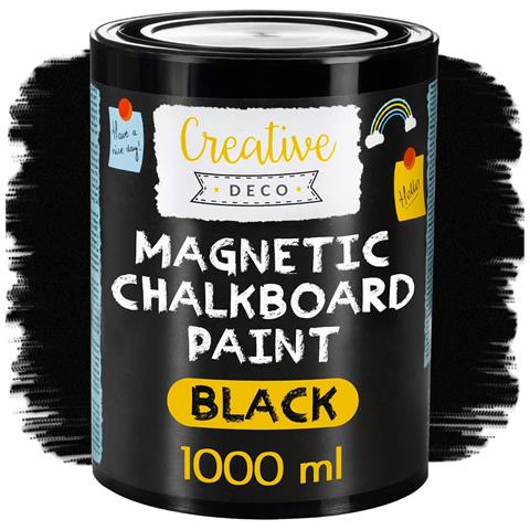 Vernice Lavagna Magnetica A Gesso Nera | 1l | Pittura Opaca Per Pareti Legno Metallo | Efficienza 2m² Con 3 Strati | A Base D'acqua | Con Polvere Metallica | Adatta Per Fissare Magneti - Foto 1