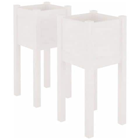 Fioriere Da Giardino 2 Pz Bianche 31x31x70 Cm In Legno Di Pino - Foto 2