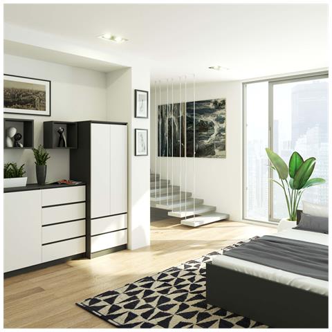 Armadio A 2 Ante Battenti E Cassetti S60, 60x51x180 cm, Colore Grigio Grafite e Bianco - Foto 4