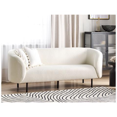 Divano 3 Posti Loen Bouclé Bianco - Foto 1