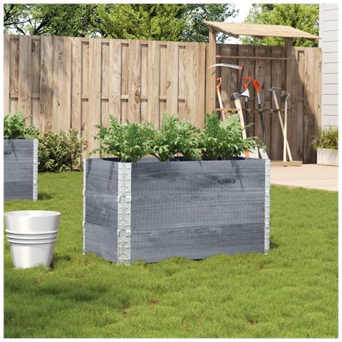 Fioriera Da Giardino Grigia 40x40x78 Cm Legno Massello Di Pino - Foto 1