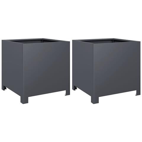 Fioriere Da Giardino 2 Pz Antracite 40x40x40 Cm In Acciaio - Foto 1