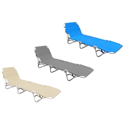 Lettino Spiaggia Piscina Schienale Regolabile Pieghevole Camping Beach Buenos Aires Lettino Beige - Foto 2