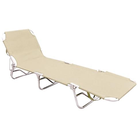 Lettino Spiaggia Piscina Schienale Regolabile Pieghevole Camping Beach Buenos Aires Lettino Beige - Foto 1