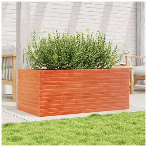 Fioriera Giardino Marrone Cera 110x60x46 Cm Legno Massello Pino - Foto 3