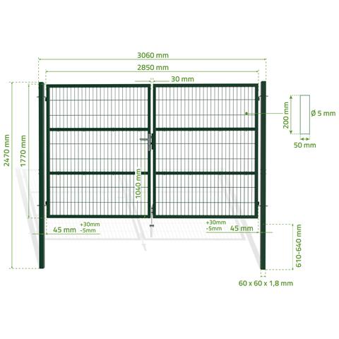 Cancello Battente In Rete Verde Razo 3m H.180cm - Foto 2