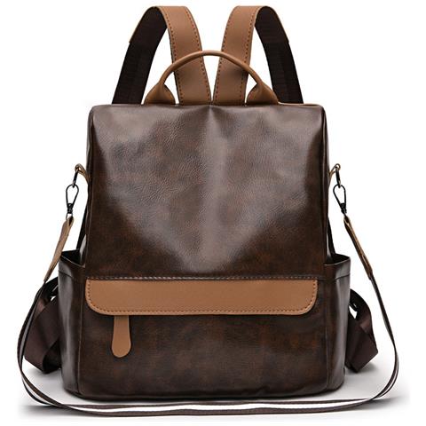 Zaino Da Donna In Pelle Pu Alla Moda - Borsa A Tracolla Elegante E Versatile Darkbrown - Foto 1