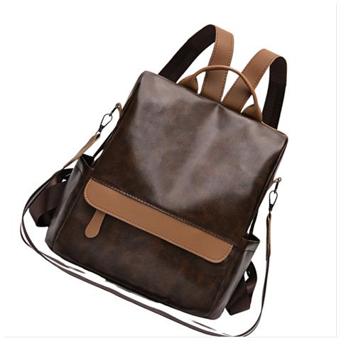 Zaino Da Donna In Pelle Pu Alla Moda - Borsa A Tracolla Elegante E Versatile Darkbrown - Foto 3