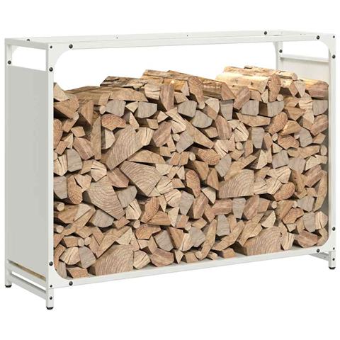 Rastrelliera per Legna da Ardere Bianca 90x28x65 cm - Foto 2