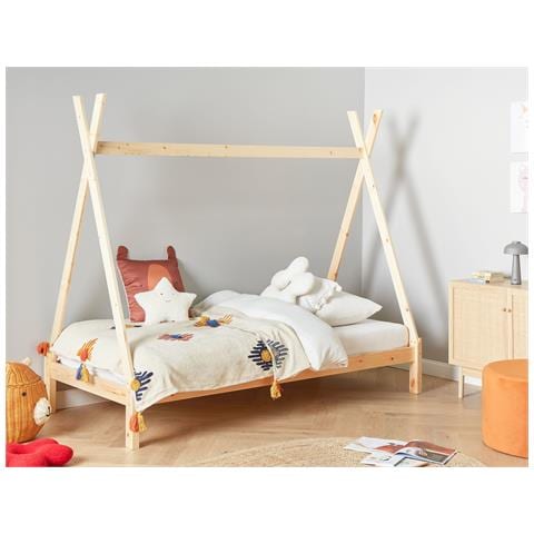 Letto Per Bambini Tenda Tipi Legno Di Pino Devay 90 X 200 Cm Marrone Chiaro - Foto 1