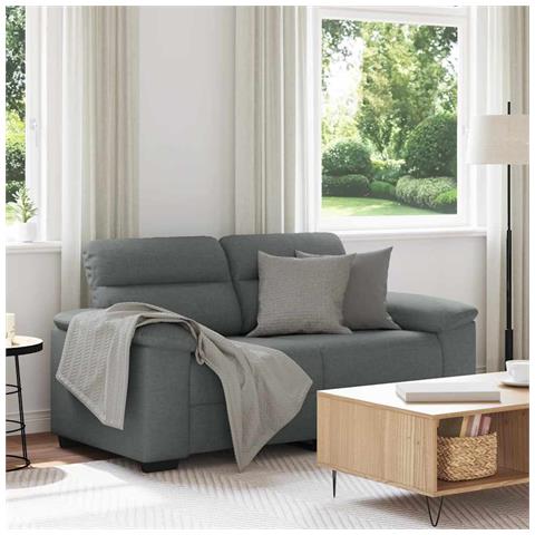 Divano a 2 Posti Grigio Scuro 120 cm in Tessuto - Foto 2