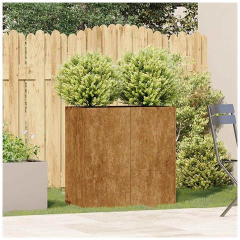 Fioriera Arrugginita 80x40x80 Cm In Acciaio Corten - Foto 3
