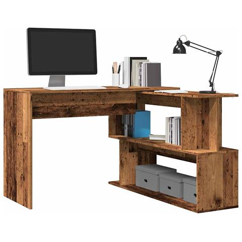 Scrivania Ad Angolo Legno Vecchio 200,5x50x76 Cm Truciolato - Foto 1