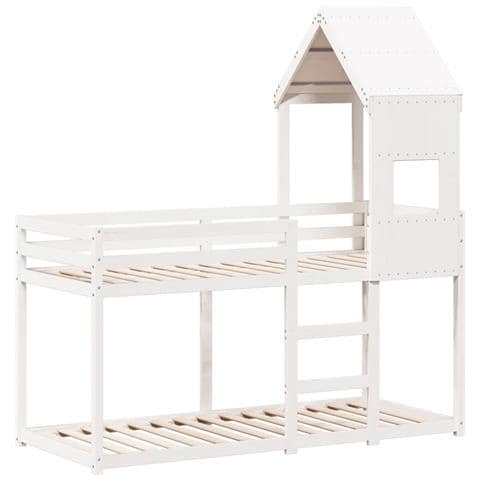 Letto A Castello Senza Materasso Bianco 90x190cm Massello Pino - Foto 3