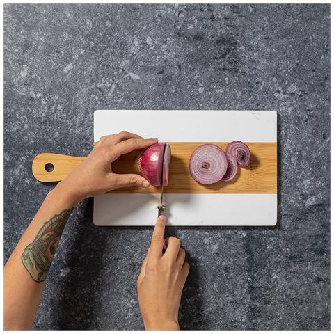 Tagliere In Marmo E Bambù Nature 38 Cm. 18x38x1cm. Colore Del Legno - Foto 5