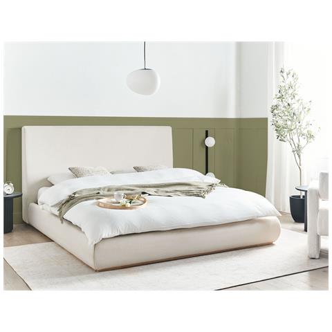 Letto Contenitore Tessuto Campagne 180 X 200 Cm Beige Chiaro - Foto 1
