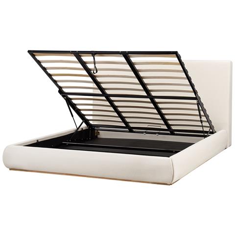 Letto Contenitore Tessuto Campagne 180 X 200 Cm Beige Chiaro - Foto 2