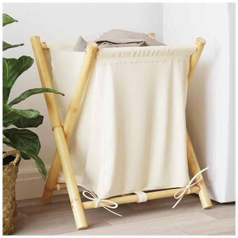 Cesto Per Biancheria Bianco Crema 45x55x63,5 Cm In Bambù - Foto 8