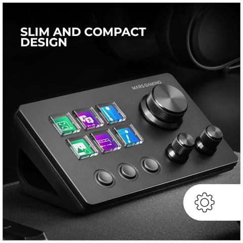 Marsgaming Msd-two, Control Deck Compatto, 6 Tasti Lcd Personalizzabili + 3 Pulsanti, 3 Manopole Multifunzionali, Control Deck Slim Ergonomico, Software Di Controllo E Plug-in, Windows E Macos, Nero - Foto 6