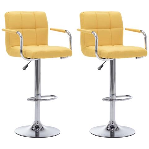 Sedie Da Bar 2 Pz Gialle In Tessuto - Foto 2
