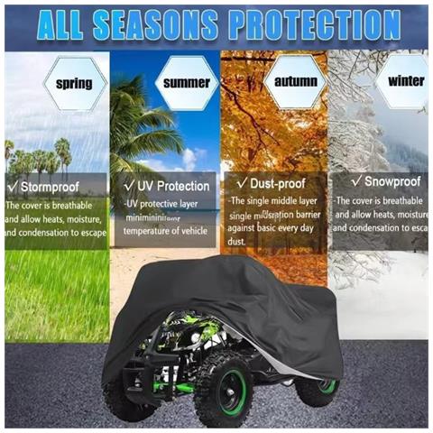 Copertura Protettiva Per Atv In Tessuto Oxford Nero 210d, Resistente A Pioggia, Sole, Neve E Vento Forte, Compatibile Con Veicoli Fuoristrada Modello 2 - Foto 4