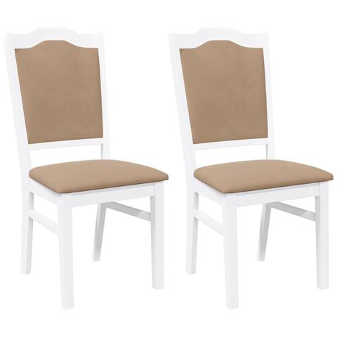 Sedie da Pranzo con Cuscini 2 pz Bianco Legno Massello di Hevea - Foto 1