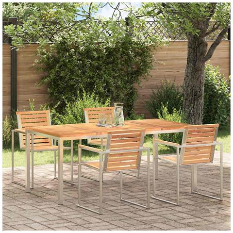 Tavolo da pranzo da esterno 180x90x75 cm in legno massello di teak - Foto 2