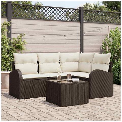 Set di Divani da Giardino da 4 Pezzi con Cuscini Grigi in Polyrattan - Foto 2