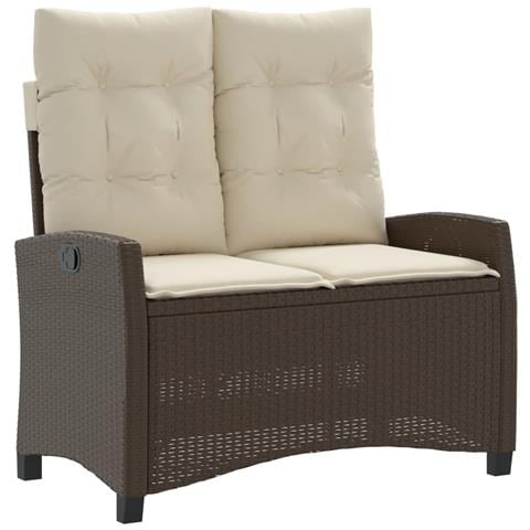 Panca Reclinabile da Giardino con Cuscini Marrone in Polyrattan - Foto 1