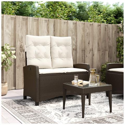 Panca Reclinabile da Giardino con Cuscini Marrone in Polyrattan - Foto 2