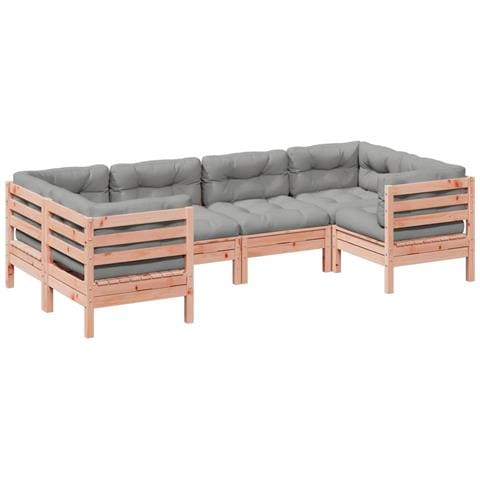Set Divani Giardino 6 pz Cuscini Legno Massello Abete Douglas - Foto 1