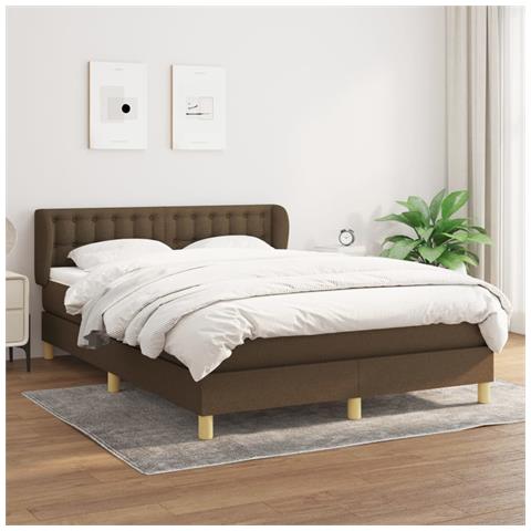 Giroletto a Molle con Materasso Marrone Scuro 140x200cm Tessuto - Foto 2