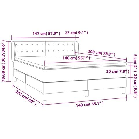 Giroletto a Molle con Materasso Marrone Scuro 140x200cm Tessuto - Foto 7