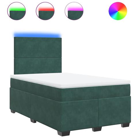 Giroletto a Molle con Materasso Verde Scuro 120x190 cm Velluto - Foto 1