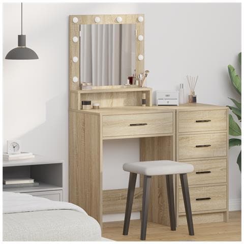 Toeletta vitaXL con luci LED Rovere Sonoma 50x41x135 cm - Foto 2