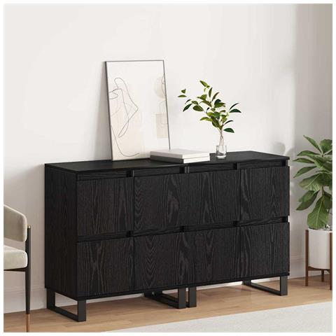 Sideboards 2 pcs Rovere nero 120 x 35 x 70 cm Legno multistrato - Foto 2