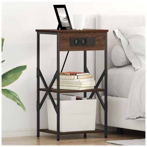 Armadio da Notte con lo scaffale Rovere marrone 41 x 31 x 76 cm - Foto 2