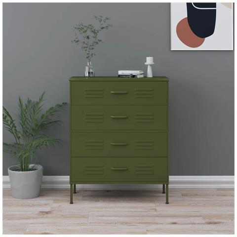 Lusso Casadino - Cassettiera Verde Oliva 80x35x101,5 Cm In Acciaio - Foto 8
