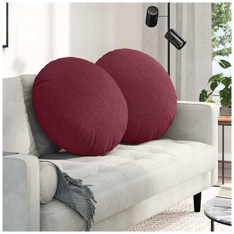 Cuscini per Seduta 2 pcs Rosso Vino Ø80 x 29 cm Tessuto - Foto 2