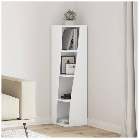 Mobile angolare Bianco 27,5x27x102cm Legno multistrato - Foto 2