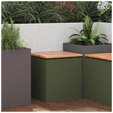 Panchina da giardino Oliver verde 40 x 40 x 43 cm Acciaio - Foto 2