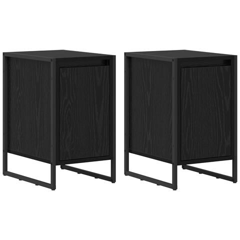 Comodino 2 pcs Rovere Nero 39,5 x 30 x 50 cm Legno multistrato - Foto 1