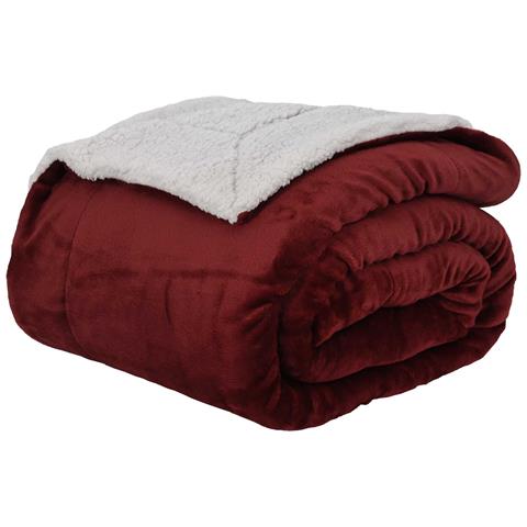 Coperta Rosso Bordeaux 220 x 240 cm Panno - Foto 1