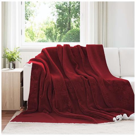 Coperta Rosso Bordeaux 220 x 240 cm Panno - Foto 2