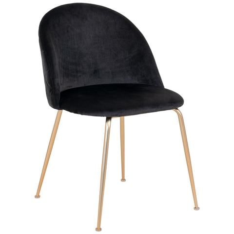 Set 2 Sedie Da Pranzo Geneve In Velluto Nero Con Gambe Effetto Ottone - Foto 1