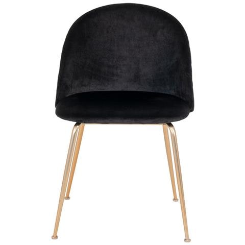 Set 2 Sedie Da Pranzo Geneve In Velluto Nero Con Gambe Effetto Ottone - Foto 2
