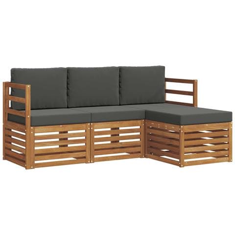 Set divani 4 pcs Naturale e Antracite Legno di Acacia Massello - Foto 1